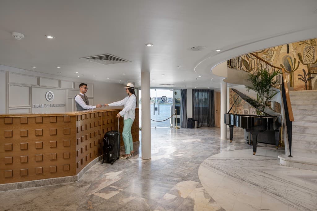 Reception lobby aboard The Grand Mandarin